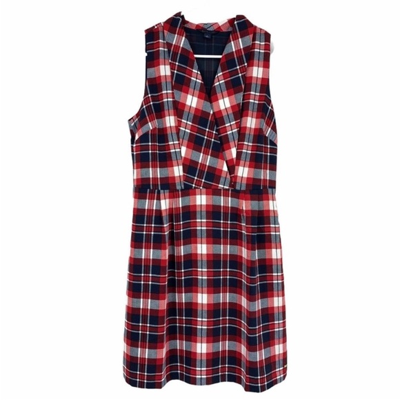 Tommy Hilfiger Red and White Plaid Mini sleeveless Dress Sz 14 - Picture 1 of 5